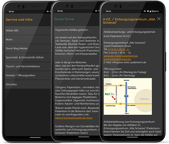 Abfall Infos in einer App