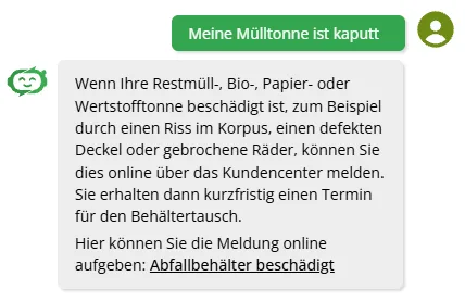 Gesprächsverlauf: Behälter beschädigt