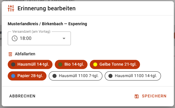 Inline-Edit für Tonnen und Versandzeit